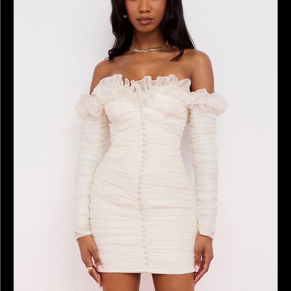 House of CB ivory chiffon dress